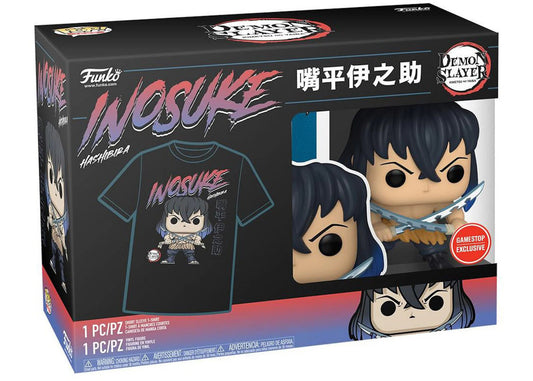 Funko Pop Inosuke Hashibira (Unmasked) and Tee Box Set size M - NERD BLVD