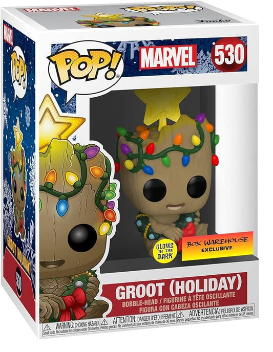 Funko POP Marvel Groot Holiday Box Warehouse Exclusive GITD 530 - NERD BLVD