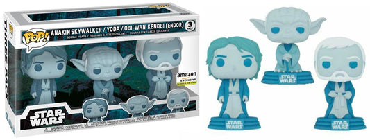 Funko POP Star Wars Anakin Yoda Obi Wan Endor GITD Amazon 3 Pack - NERD BLVD