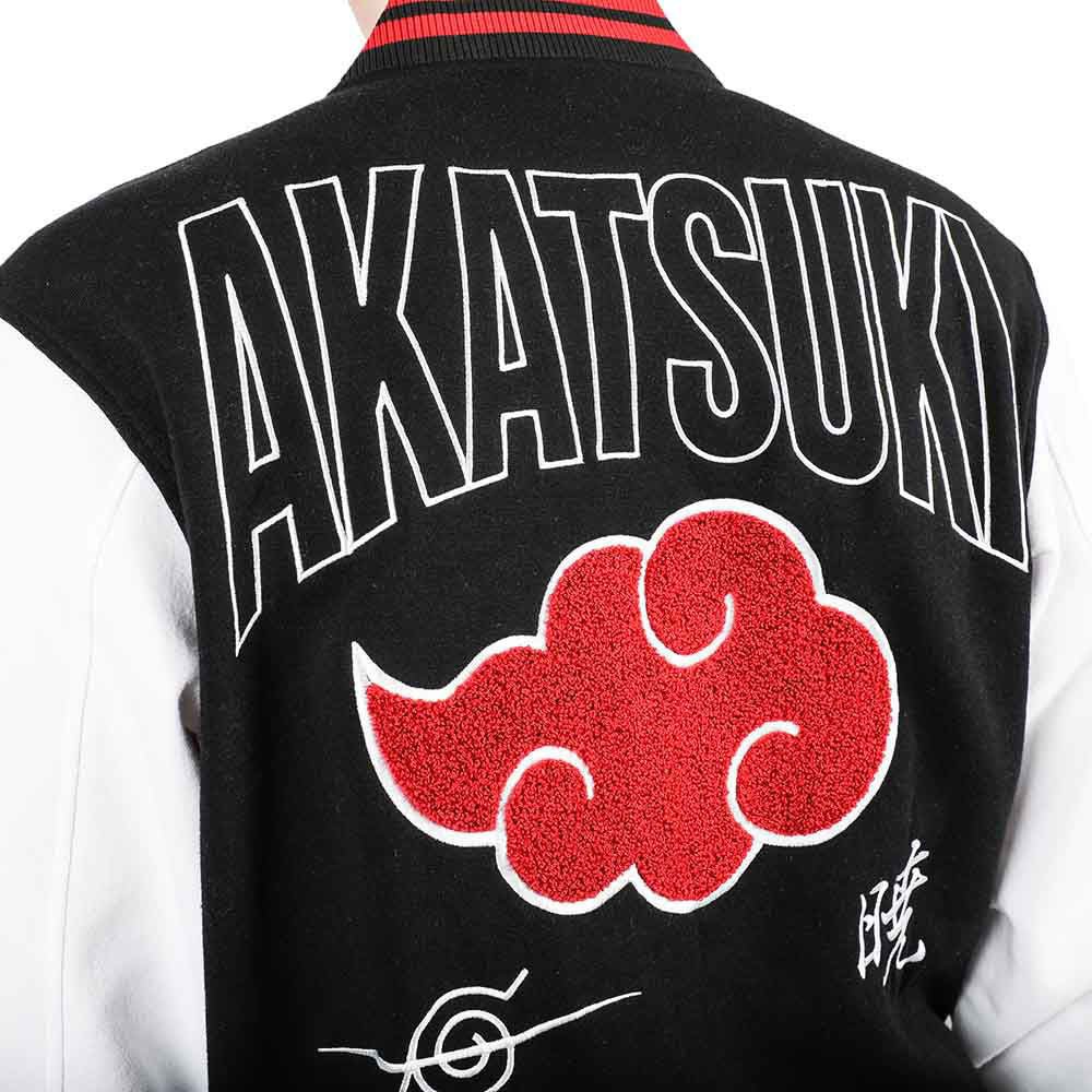 NARUTO AKATSUKI EMBROIDERED FLEECE LETTERMAN JACKET - NERD BLVD