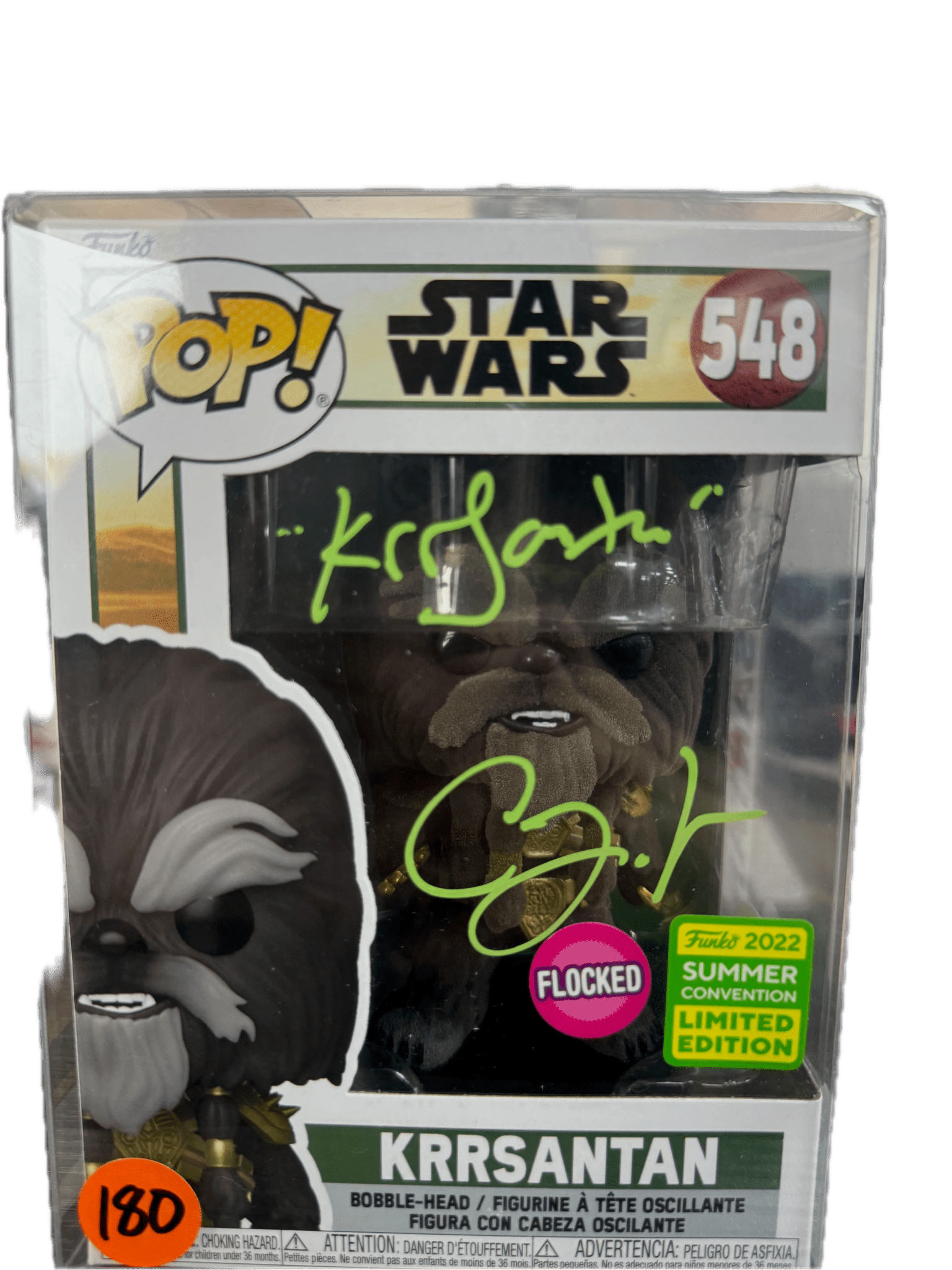 Signed Funko POP Star Wars Krrsantan 548 Flocked 2022 Summer convention LE Carey Jones JSA COA - NERD BLVD